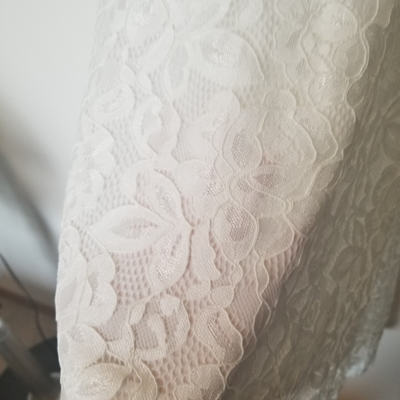 High-low Lace Spaghetti Strap V-neck Wedding Dress - Picture 9 of 13